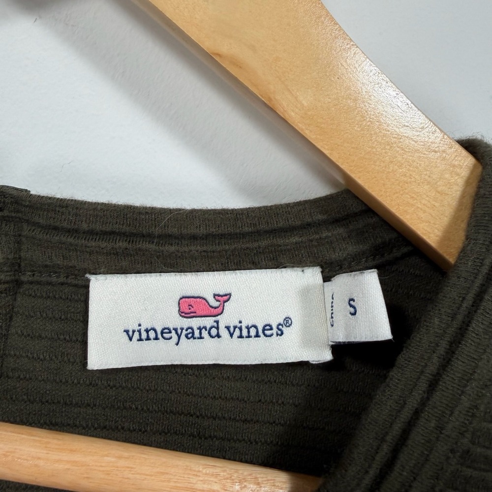 Vineyard Vines Ottoman Ribbed Shift Dress Women Small Green Cotton Zip Stretch - Picture 3 of 11